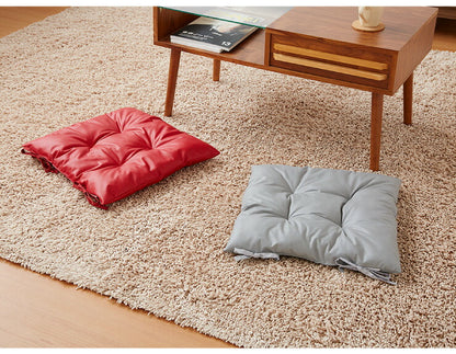 シートクッション レザー調 同色2枚セット 45×45 紐付き 合皮 フェイクレザー ひも付き 正方形 四角 無地 撥水 防刃 2枚セット おしゃれ クッション 座布団 フロアクッション 椅子 椅子用 いす用 チェアパッド