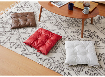 シートクッション レザー調 同色2枚セット 45×45 紐付き 合皮 フェイクレザー ひも付き 正方形 四角 無地 撥水 防刃 2枚セット おしゃれ クッション 座布団 フロアクッション 椅子 椅子用 いす用 チェアパッド