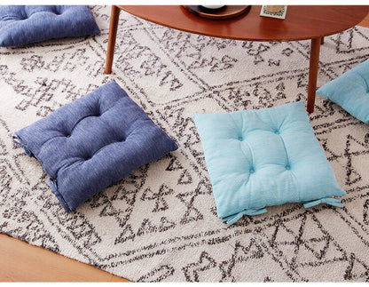 シートクッション 杢調 同色2枚セット 45×45 紐付き 洗える ウォッシャブル ひも付き 正方形 四角 かわいい おしゃれ クッション 座布団 フロアクッション 椅子 椅子用 いす用 チェアパッド