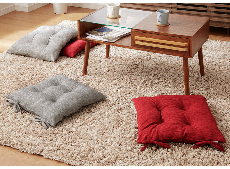 シートクッション 杢調 同色2枚セット 45×45 紐付き 洗える ウォッシャブル ひも付き 正方形 四角 かわいい おしゃれ クッション 座布団 フロアクッション 椅子 椅子用 いす用 チェアパッド