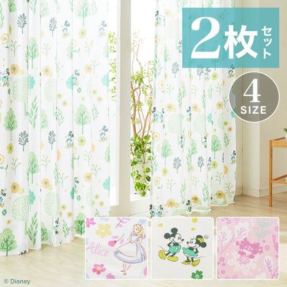 ディズニー カーテン 2枚セット 【3タイプ×4サイズ】 アリス ミッキー ミニー 厚地カーテン 幅100 丈110 丈135 丈178 丈200