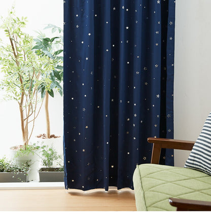星柄 カーテン 2枚組 幅100cm 2級遮光 3級遮光 スター ドレープ 洗える ウォッシャブル 2枚セット おしゃれ 日よけ(代引不可)