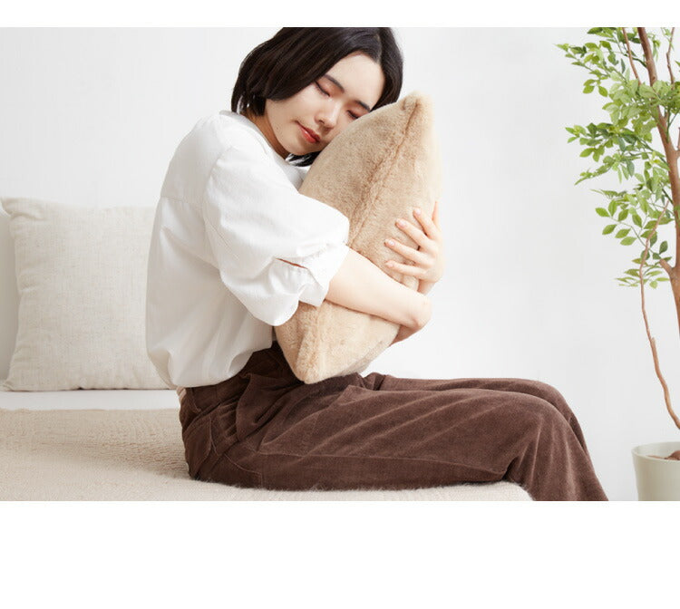 クッションカバー 45×45cm 北欧 2個組 ラビットファー 撥水加工 おしゃれ グレー ピンク ベージュ ネイビー 洗える ファブリック 無地 モノトーン かわいい