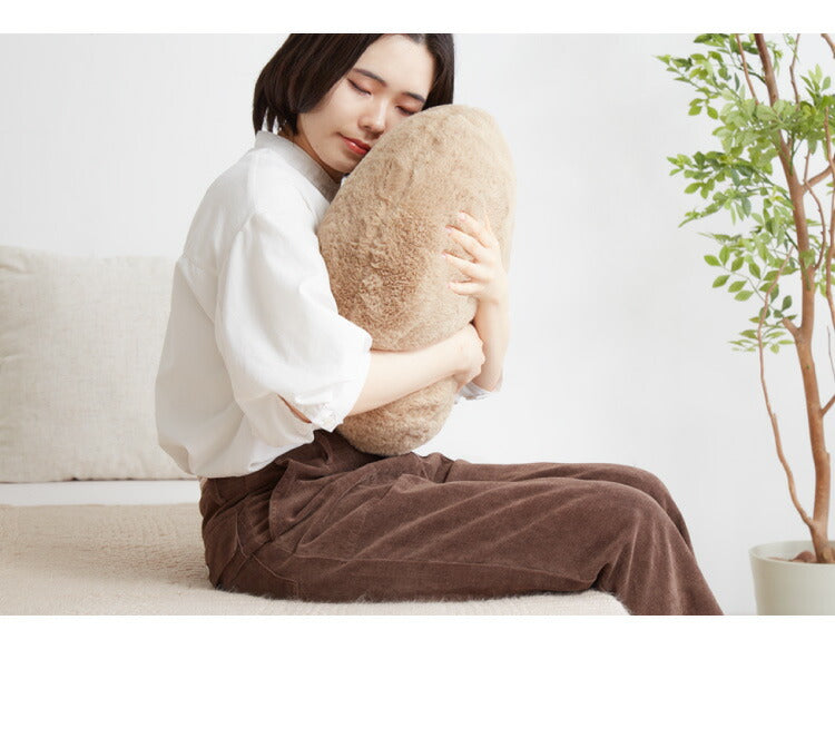 ラウンドクッション クッション 丸型 45×45cm 北欧 単品 ラビットファー 撥水加工 おしゃれ ブラック 洗える ファブリック 無地 モノトーン かわいい