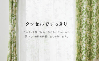 カーテン ディズニー disney 4枚セット ミッキー ミッキーマウス シルエット リーフ ドレープ レースカーテン付き 幅100 洗える(代引不可)