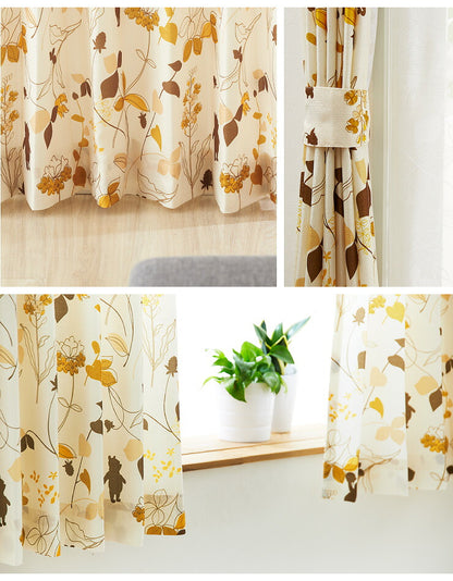 カーテン ディズニー disney 4枚セット くまのプーさん プーさん リーフ ドレープ レースカーテン付き 幅100 洗える おしゃれ(代引不可)