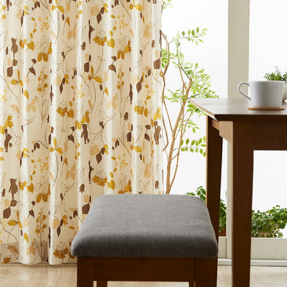 カーテン ディズニー disney 4枚セット くまのプーさん プーさん リーフ ドレープ レースカーテン付き 幅100 洗える おしゃれ(代引不可)