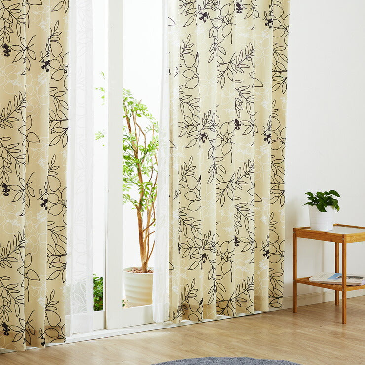 カーテン ディズニー disney 4枚セット ミッキー ミッキーマウス ミニー ミニーマウス ラインリーフ ドレープ レース 幅100(代引不可)