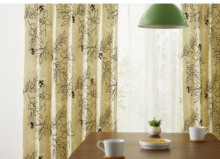 カーテン ディズニー disney 4枚セット ミッキー ミッキーマウス ミニー ミニーマウス ラインリーフ ドレープ レース 幅100(代引不可)