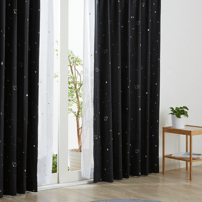 カーテン ディズニー disney 4枚セット ミッキー ミッキーマウス ミッキー柄 スター柄 遮光 ドレープ レースカーテン付き おしゃれ 幅100 洗える ウォッシャブル 新生活 一人暮らし (代引不可)