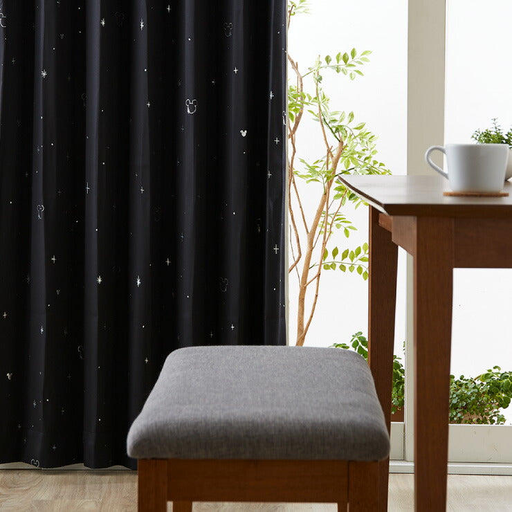 カーテン ディズニー disney 4枚セット ミッキー ミッキーマウス ミッキー柄 スター柄 遮光 ドレープ レースカーテン付き おしゃれ 幅100 洗える ウォッシャブル 新生活 一人暮らし (代引不可)