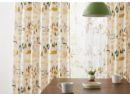 カーテン ディズニー disney 4枚セット くまのプーさん プーさん フォレスト ドレープ レースカーテン付き 幅100 洗える(代引不可)