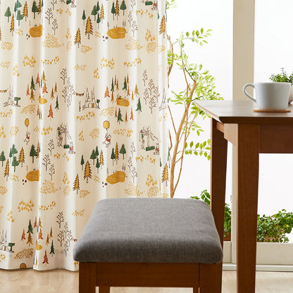 カーテン ディズニー disney 4枚セット くまのプーさん プーさん フォレスト ドレープ レースカーテン付き 幅100 洗える(代引不可)