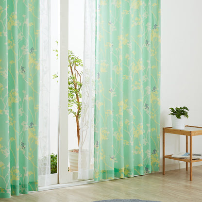 カーテン ディズニー disney 4枚セット ミッキー ミッキーマウス ブランチ柄 ドレープ レースカーテン付き 幅100 洗える(代引不可)