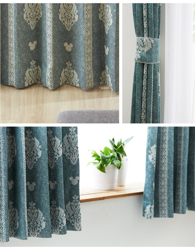 カーテン ディズニー disney 2枚セット ミッキー ミッキーマウス ミッキー柄 オーナメント 遮光三級 遮光 ドレープ おしゃれ 幅100 洗える ウォッシャブル 新生活 一人暮らし (代引不可)