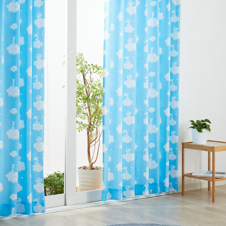 カーテン ディズニー disney 2枚セット ミッキー ミッキーマウス 雲柄 ドレープ 幅100 洗える おしゃれ(代引不可)