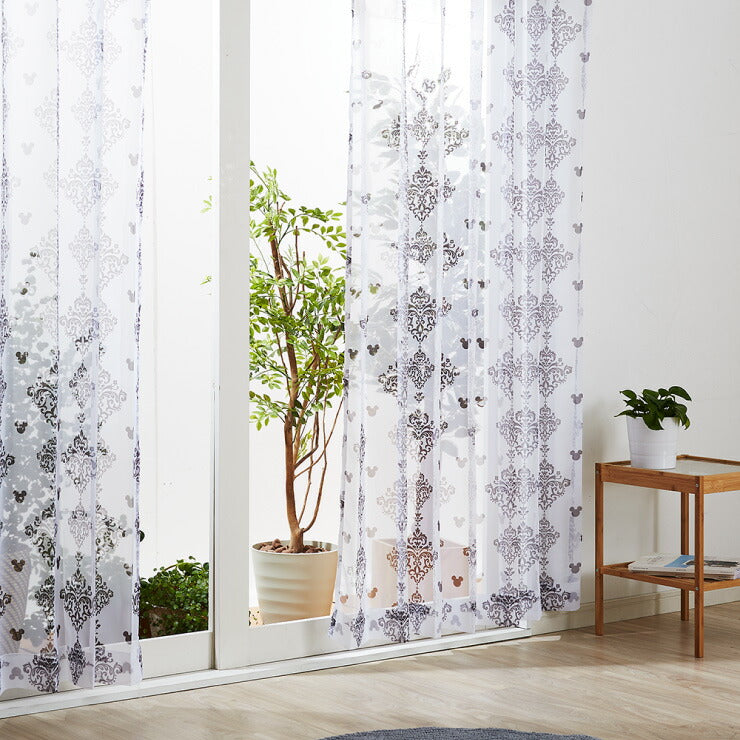 レースカーテン ディズニー disney 2枚セット ミッキー ミッキーマウス オーナメント 遮像 UVカット カーテン 幅100 洗える(代引不可)