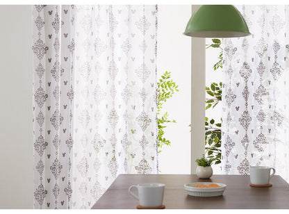 レースカーテン ディズニー disney 2枚セット ミッキー ミッキーマウス オーナメント 遮像 UVカット カーテン 幅100 洗える(代引不可)