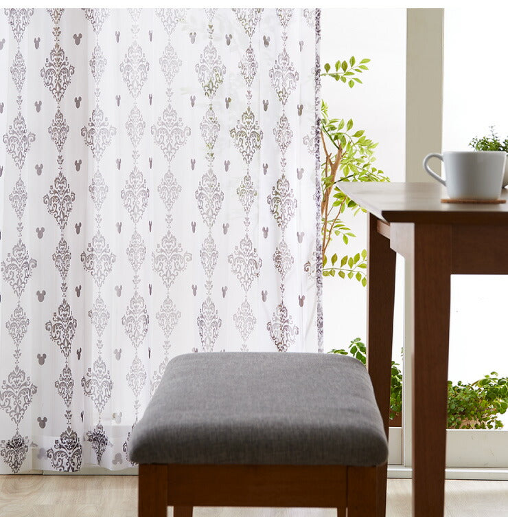 レースカーテン ディズニー disney 2枚セット ミッキー ミッキーマウス オーナメント 遮像 UVカット カーテン 幅100 洗える(代引不可)