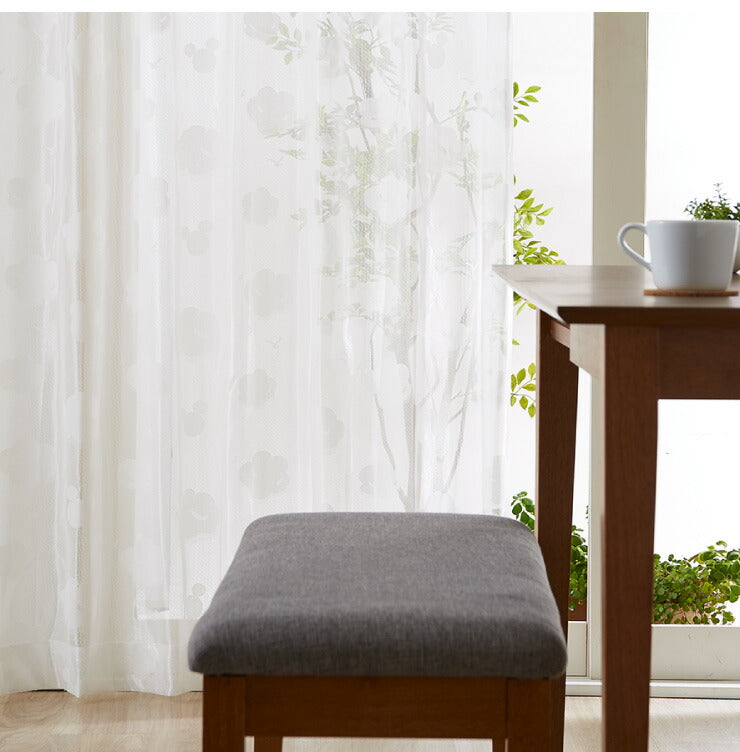 レースカーテン ディズニー disney 2枚セット ミッキー ミッキーマウス 雲柄 遮像 UVカット カーテン 幅100 洗える おしゃれ(代引不可)