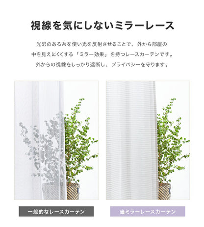 ミラーレースカーテン 高機能 幅100cm 2枚組 通風性 採光性 遮像 遮熱 UVカット レースカーテン カーテン 多機能 省エネ(代引不可)