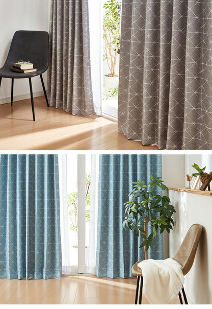 一級遮光カーテン 【2カラー×8サイズ】 スクエア柄 遮光1級 ウォッシャブル 裏地付き カーテン 洗える シンプル 北欧 おしゃれ(代引不可)