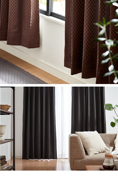 遮光カーテン 【3カラー×8サイズ】 柄出し縫製 チェック&無地 遮光3級 ウォッシャブル 裏地付き 形状記憶 カーテン 洗える 北欧(代引不可)