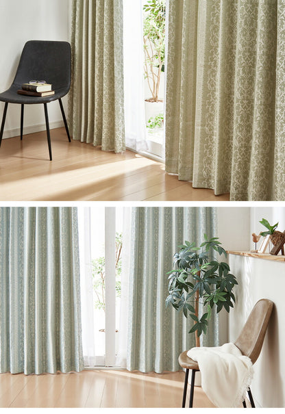 遮光カーテン 【3カラー×9サイズ】 ジャガード オーナメント 遮光3級 ウォッシャブル 裏地付き 形状記憶 カーテン 洗える 北欧(代引不可)