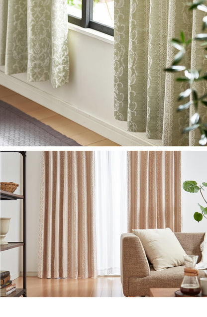 遮光カーテン 【3カラー×9サイズ】 ジャガード オーナメント 遮光3級 ウォッシャブル 裏地付き 形状記憶 カーテン 洗える 北欧(代引不可)