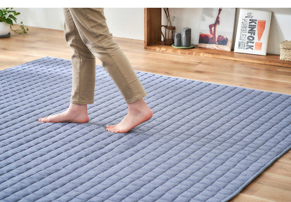 アイリスオーヤマ 杢天竺キルトラグ 185×185cm ブルー ORG-M1818 ラグ ラグマット カーペット IRIS OYAMA