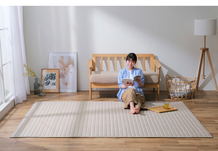 アイリスオーヤマ 杢天竺キルトラグ 185×240cm ベージュ ORG-M1824 ラグ ラグマット カーペット IRIS OYAMA