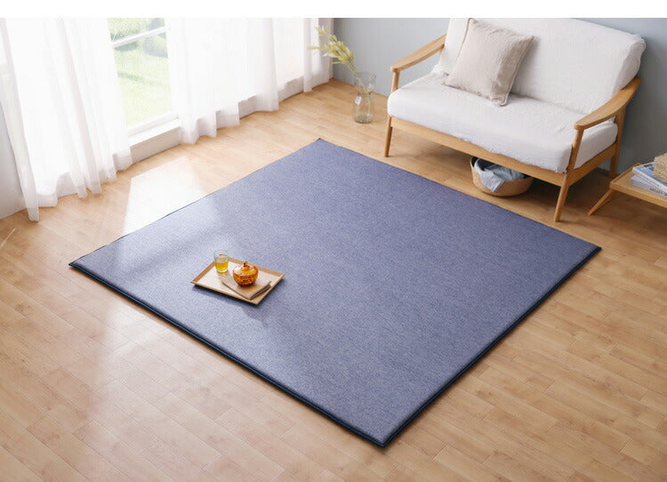 アイリスオーヤマ ラ・クッションラグ リバーシブルタイプ 185×185cm ネイビー ACRR-CM1818 ラグ ラグマット カーペット IRIS OYAMA