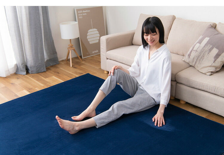 アイリスオーヤマ ラ・クッションラグ リバーシブルタイプ 185×240cm ネイビー ACRR-CM1824 ラグ ラグマット カーペット IRIS OYAMA