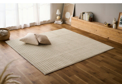 アイリスオーヤマ ラビットファー調グリッドラグ 185×185cm アイボリー ORG-G1818 ラグ ラグマット カーペット IRIS OYAMA