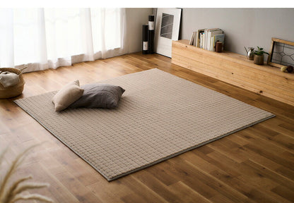 アイリスオーヤマ ラビットファー調グリッドラグ 185×185cm ベージュ ORG-G1818 ラグ ラグマット カーペット IRIS OYAMA