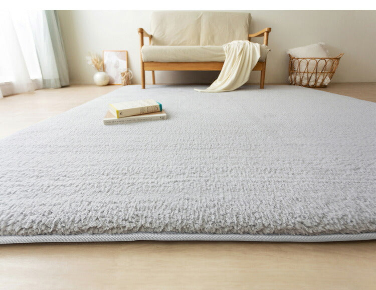 アイリスオーヤマ ラ・クッションラグ シープ調ボア 185×185cm グレー ACRSB-1818 ラグ ラグマット カーペット IRIS OYAMA