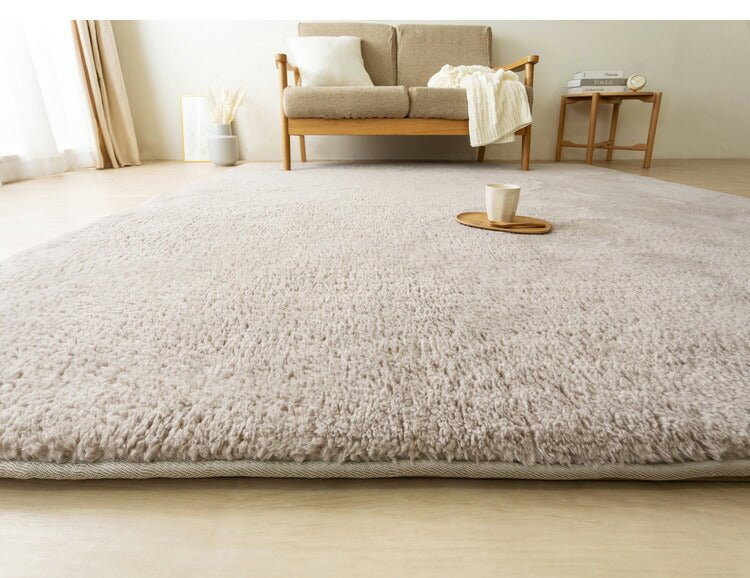 アイリスオーヤマ ラ・クッションラグ シープ調ボア 185×185cm ベージュ ACRSB-1818 ラグ ラグマット カーペット IRIS OYAMA