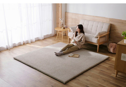 アイリスオーヤマ ラ・クッションラグ シープ調ボア 185×185cm ベージュ ACRSB-1818 ラグ ラグマット カーペット IRIS OYAMA