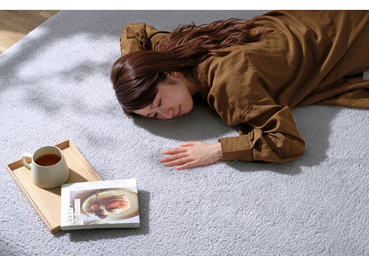アイリスオーヤマ ラ・クッションラグ シープ調ボア 185×240cm グレー ACRSB-1824 ラグ ラグマット カーペット IRIS OYAMA