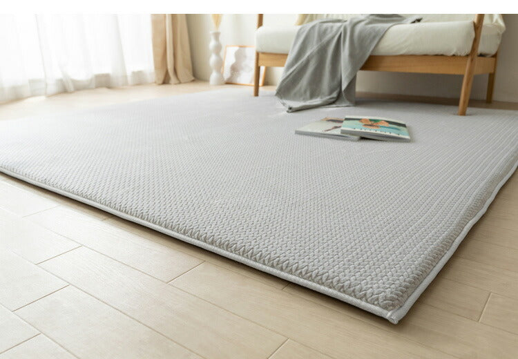 アイリスオーヤマ ラ・クッションラグ ヘリンボーンベロア 185×185cm グレー ACRHV-1818 ラグ ラグマット カーペット IRIS OYAMA