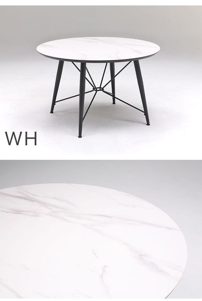 セラミック ダイニングセット 5点セット 4人掛け ラウンドテーブル 360°回転 ダイニングチェア ファブリック アイアン モダン おしゃれ ホワイト 白 グレー モノトーン 円形(代引不可)