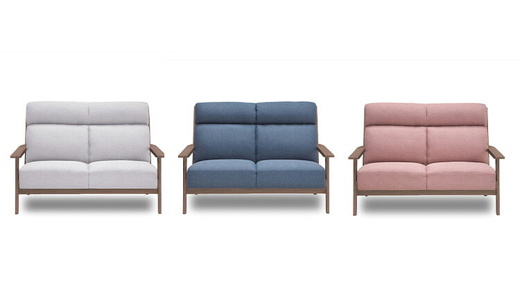 ソファ ソファー ハイバック 木肘 2人掛け 2P 幅135 ファブリック 天然木 肘付き 脚付き グレー ピンク ネイビー タモ材 無垢材 おしゃれ 北欧 ナチュラル(代引不可)