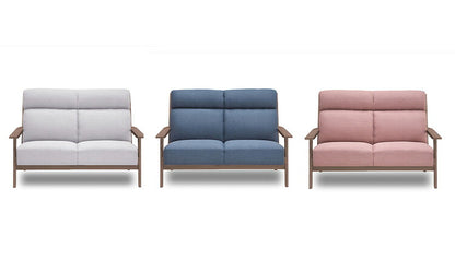 ソファ ソファー ハイバック 木肘 2人掛け 2P 幅135 ファブリック 天然木 肘付き 脚付き グレー ピンク ネイビー タモ材 無垢材 おしゃれ 北欧 ナチュラル(代引不可)