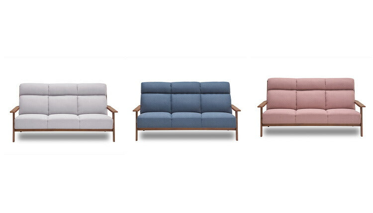 ソファ ソファー ハイバック 木肘 3人掛け 3P 幅177 ファブリック 天然木 肘付き 脚付き グレー ピンク ネイビー タモ材 無垢材 おしゃれ 北欧 ナチュラル(代引不可)