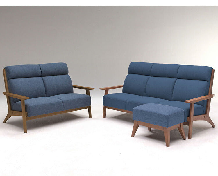 カウチソファ 3点セット 3人掛け 2人掛け スツール オットマン付き ソファ sofa ファブリック 天然木 肘付き 脚付き グレー ピンク ネイビー タモ材 無垢材 おしゃれ 北欧 ナチュラル(代引不可)