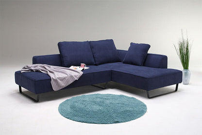 ソファ カウチソファー l字 ソファー 3人掛け 4人掛け ファブリック 布 L型 スチール ローバック 三人掛け 高級 モダン 3P 大きい カウチソファ コーナーソファ ブルー グレー(代引不可)