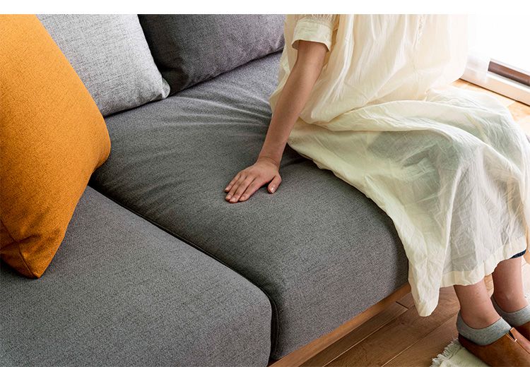 ソファ ソファベッド 幅180 3人掛け 天然木フレーム 北欧 ゆったり ファブリック 広々 ゆったり 羽毛 クッション ボリューム 柔らかい 大きい ブルー グレー(代引不可)