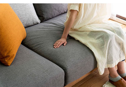 ソファ ソファベッド 幅180 3人掛け 天然木フレーム 北欧 ゆったり ファブリック 広々 ゆったり 羽毛 クッション ボリューム 柔らかい 大きい ブルー グレー(代引不可)