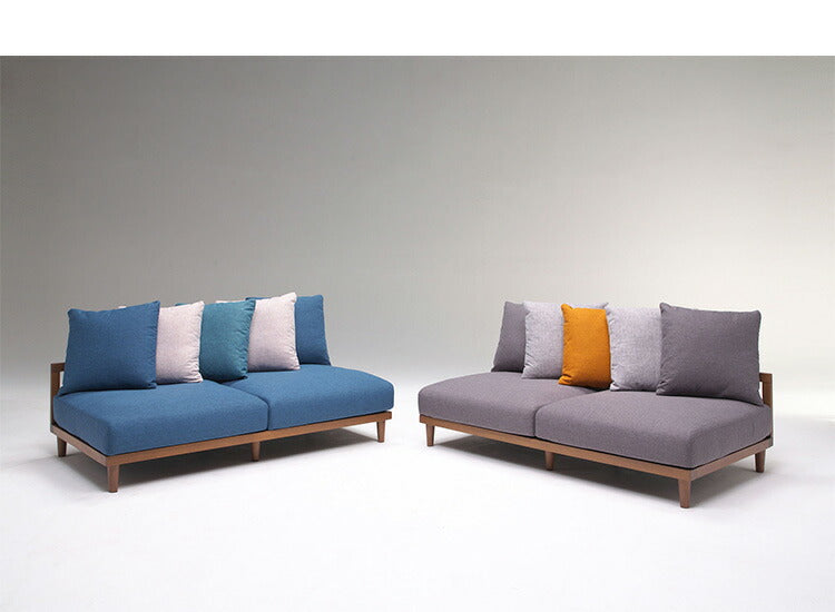 ソファ ソファベッド 幅180 3人掛け 天然木フレーム 北欧 ゆったり ファブリック 広々 ゆったり 羽毛 クッション ボリューム 柔らかい 大きい ブルー グレー(代引不可)