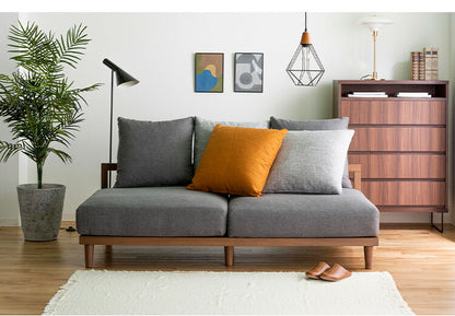 ソファ ソファベッド 幅180 3人掛け 天然木フレーム 北欧 ゆったり ファブリック 広々 ゆったり 羽毛 クッション ボリューム 柔らかい 大きい ブルー グレー(代引不可)